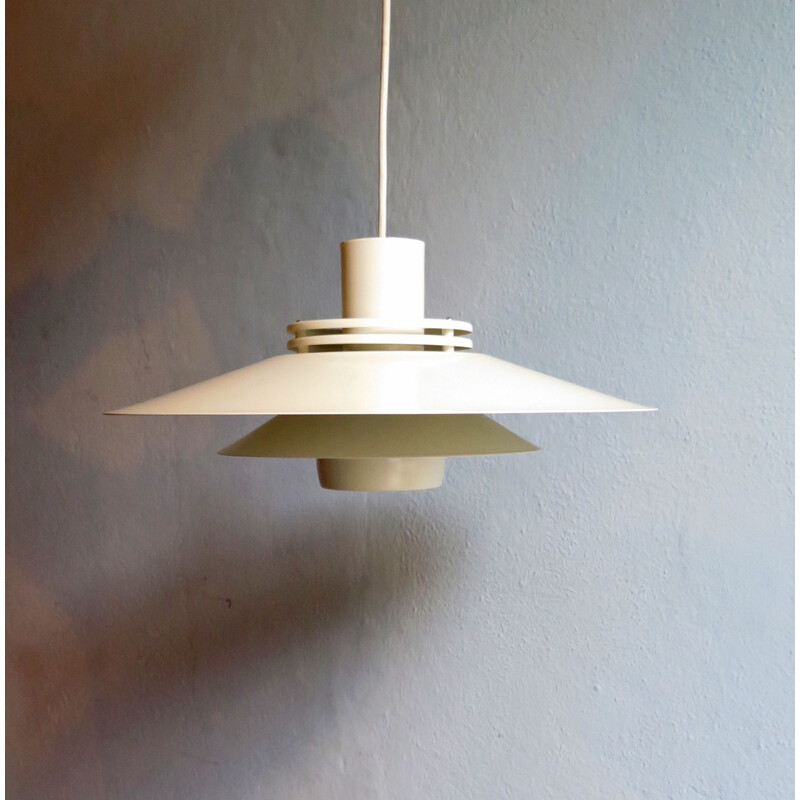 Vintage white Danish pendant lamp 1970
