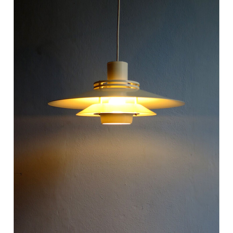 Vintage white Danish pendant lamp 1970