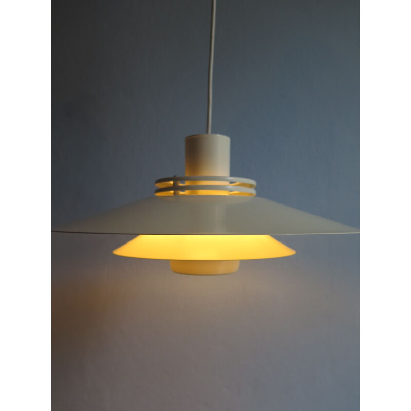 Vintage white Danish pendant lamp 1970