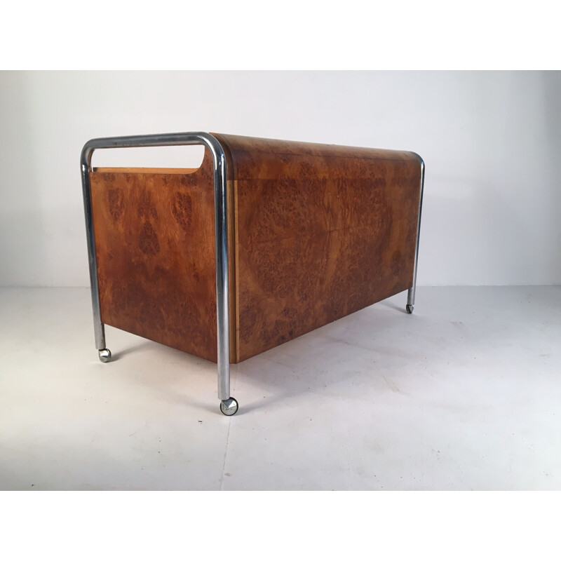 Vintage sideboard in Burl Oak and Chrome 1950