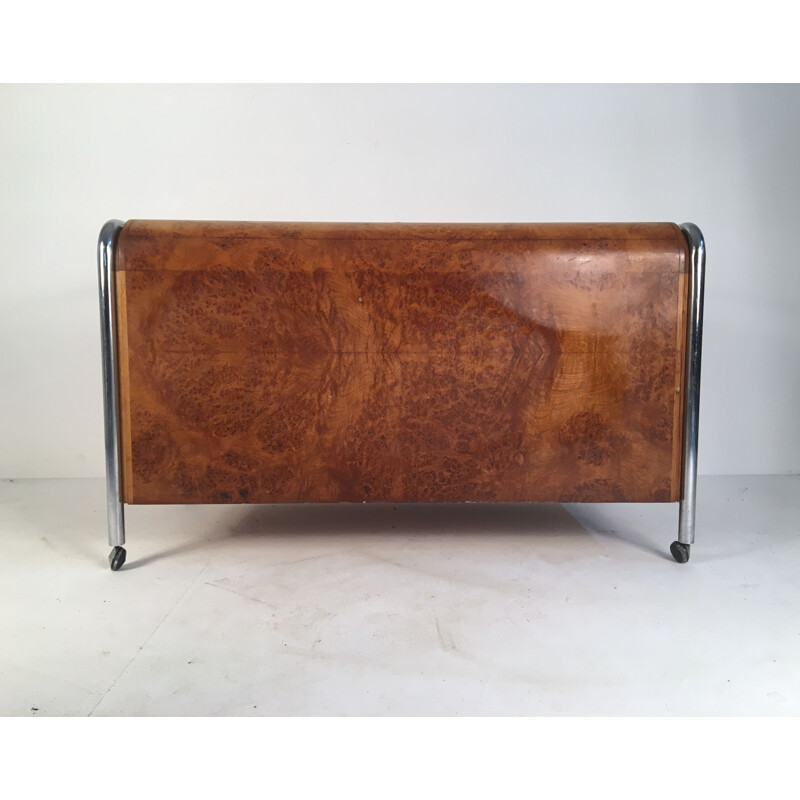 Vintage sideboard in Burl Oak and Chrome 1950