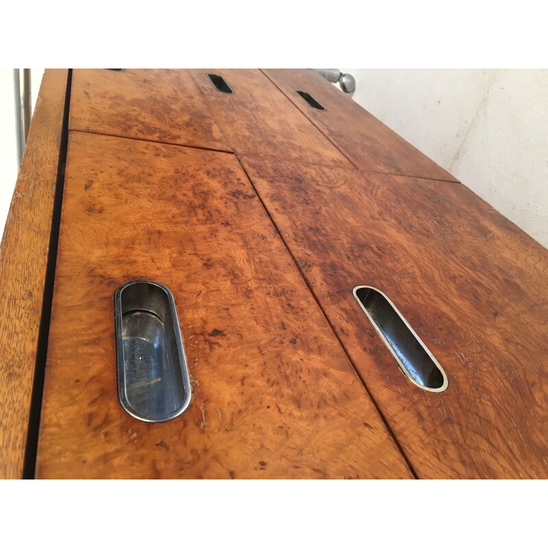 Vintage sideboard in Burl Oak and Chrome 1950