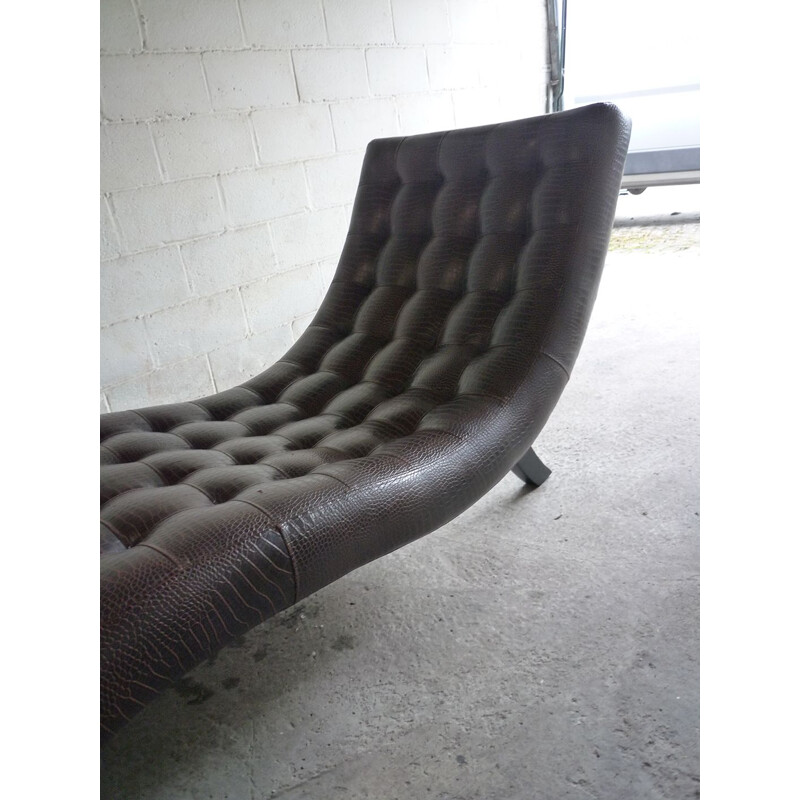 Chaise longue vintage en simili cuir 1960
