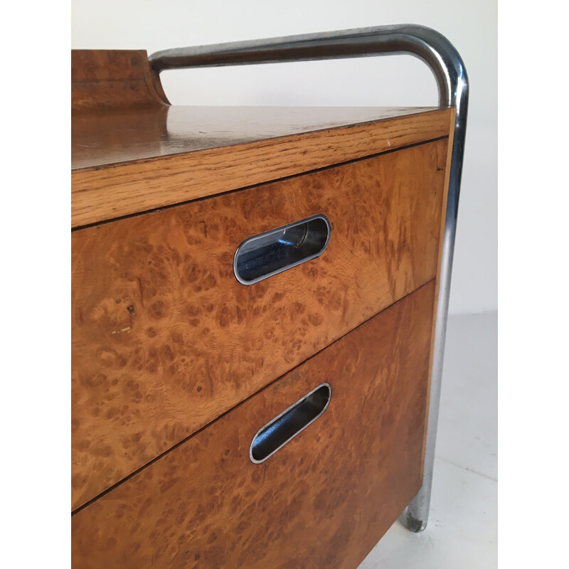 Vintage Chest of drawers in Oak and Chrome 1950