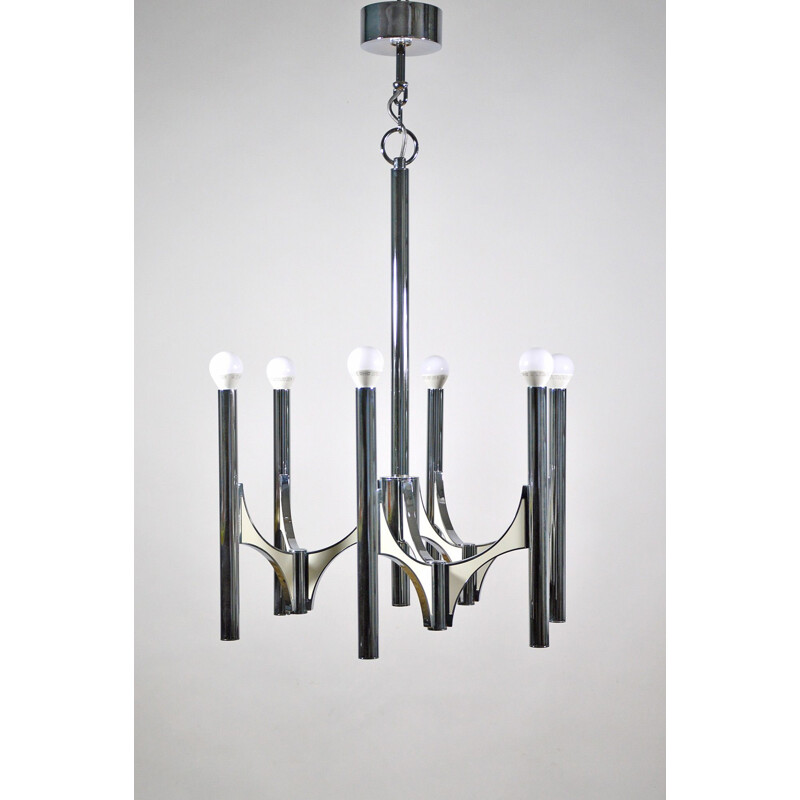 Vintage chromed chandelier by Sciolari 1970