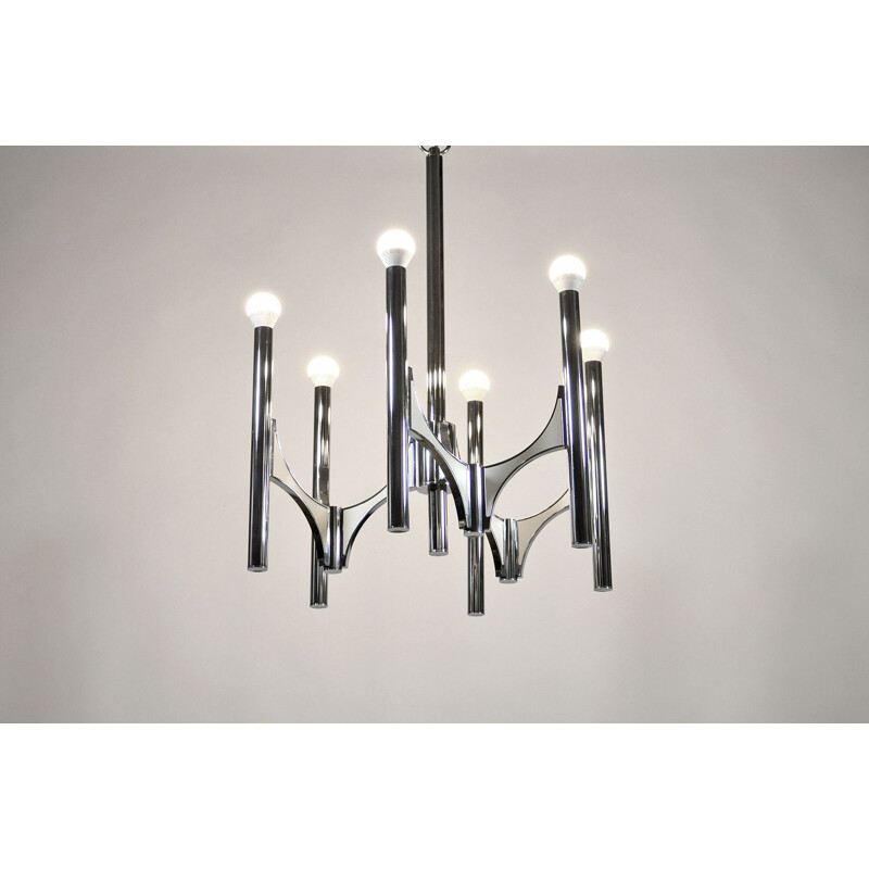 Vintage chromed chandelier by Sciolari 1970