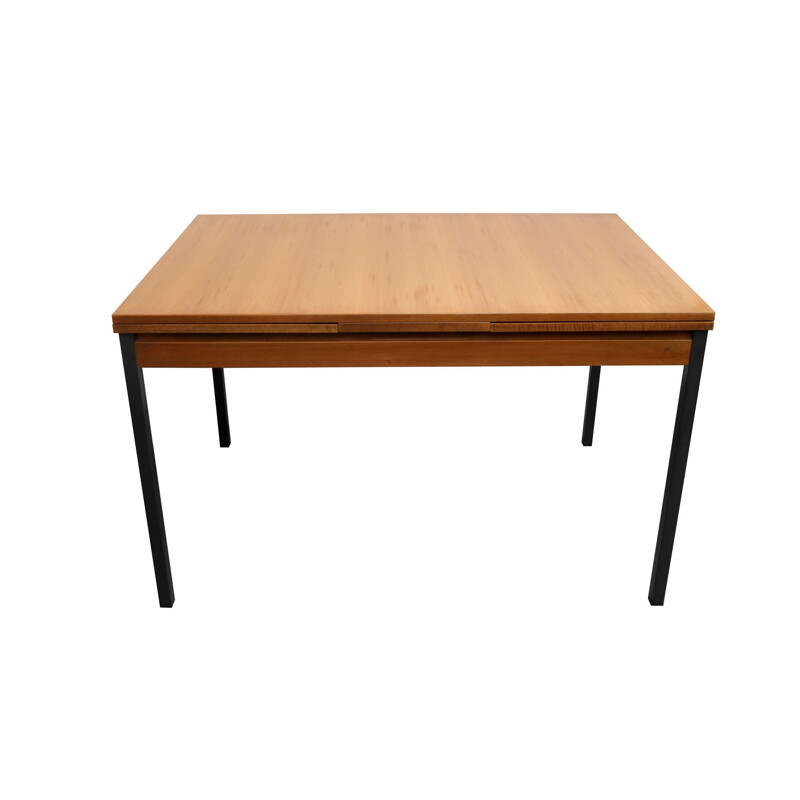 Vintage extensible dining table in teak and metal from the 60s 