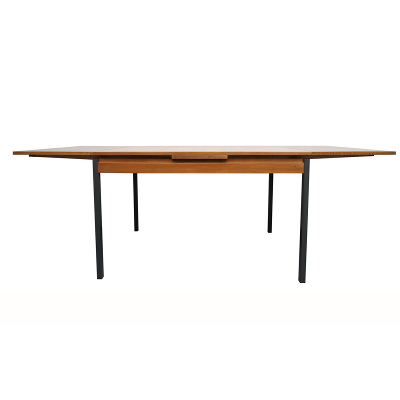 Vintage extensible dining table in teak and metal from the 60s 