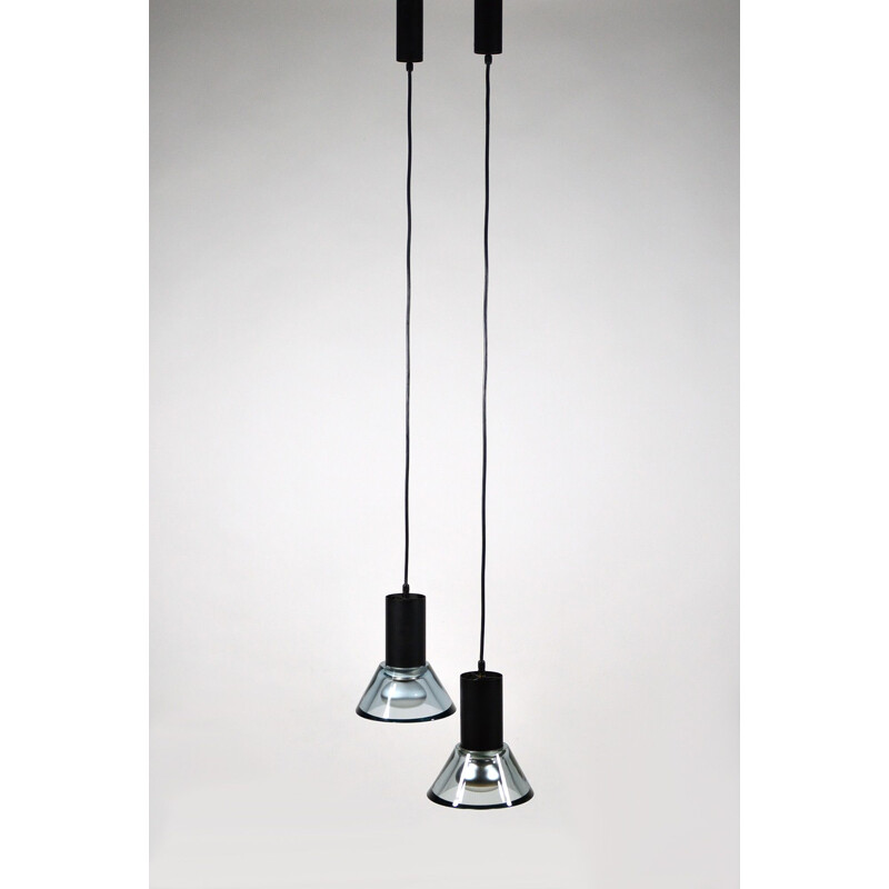 Pair of Murano glass pendant lamps by Flavio Poli