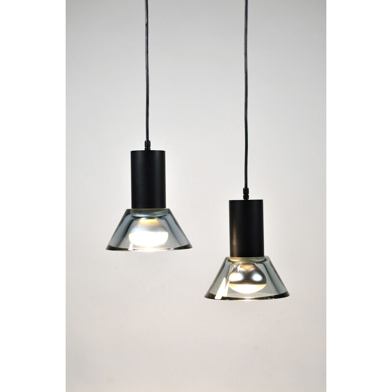 Pair of Murano glass pendant lamps by Flavio Poli