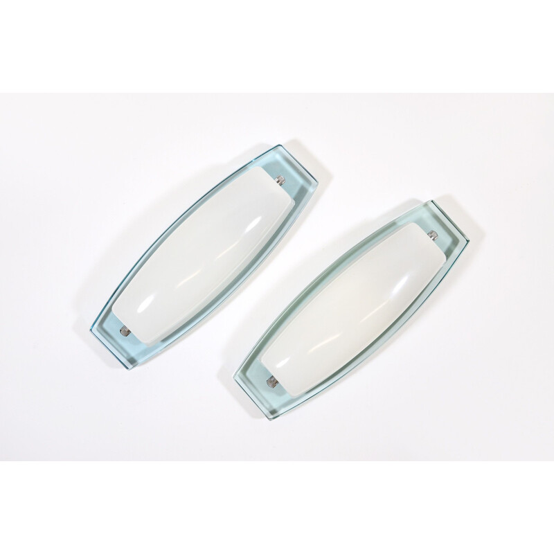 Pair of glass wall lamps from Veca