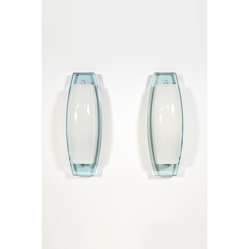 Pair of glass wall lamps from Veca