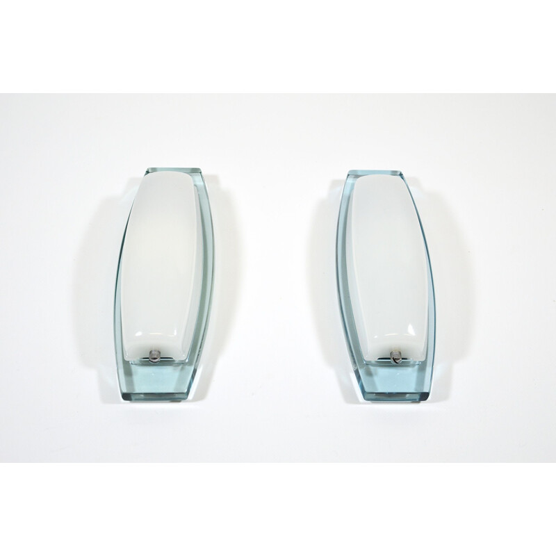 Pair of glass wall lamps from Veca