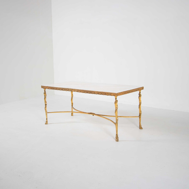 Gilded coffee table in marble by Maison Bagues