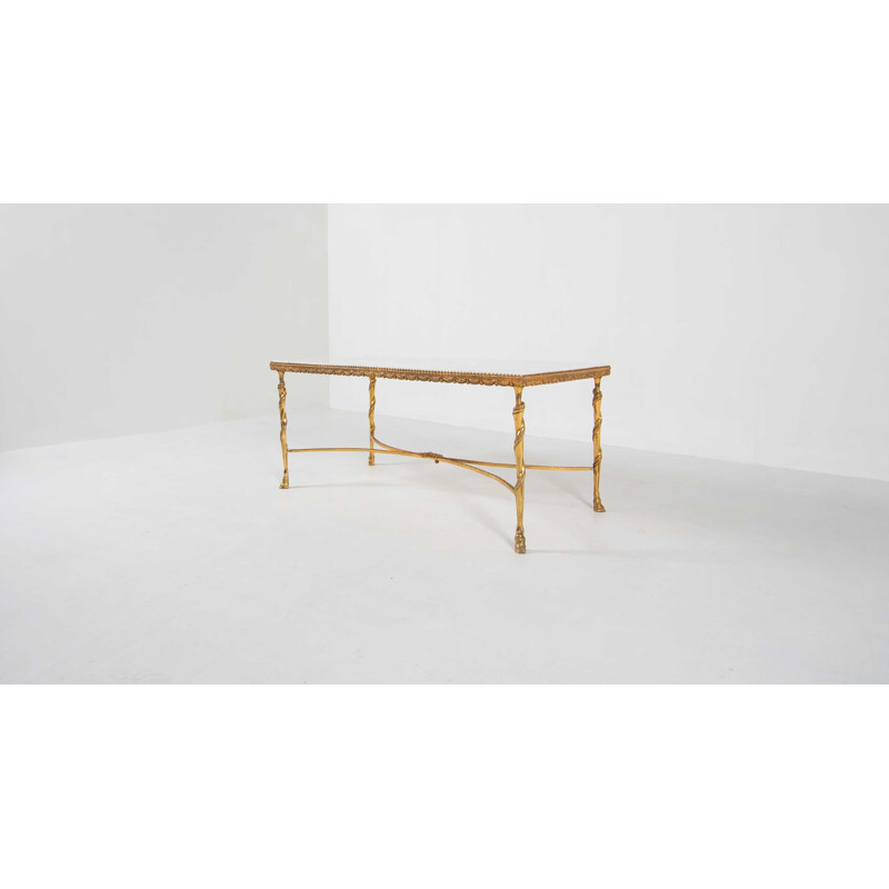 Gilded coffee table in marble by Maison Bagues