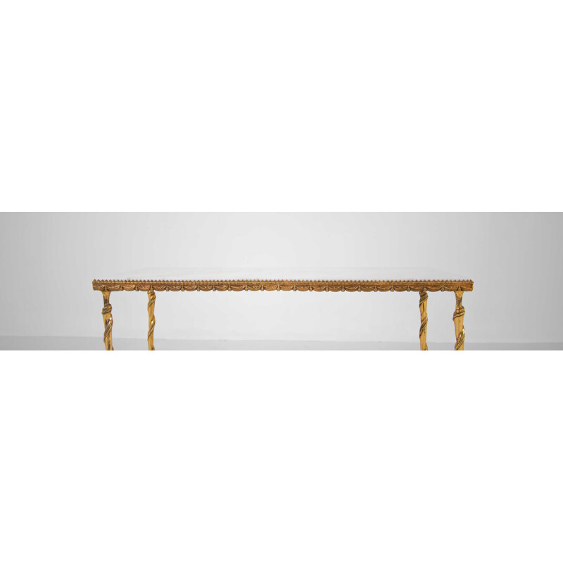 Gilded coffee table in marble by Maison Bagues