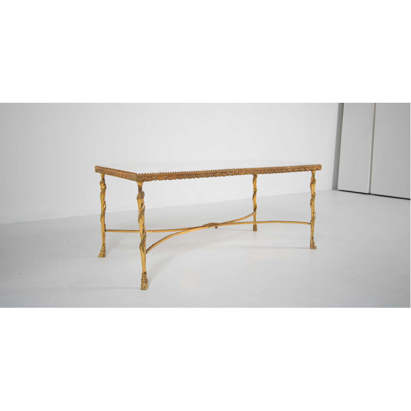 Gilded coffee table in marble by Maison Bagues