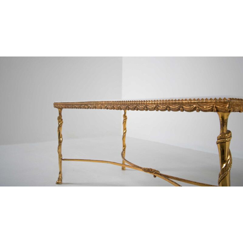 Gilded coffee table in marble by Maison Bagues