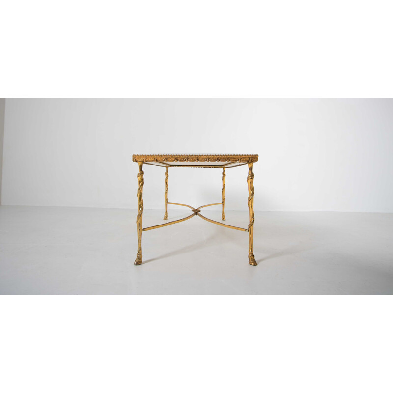 Gilded coffee table in marble by Maison Bagues