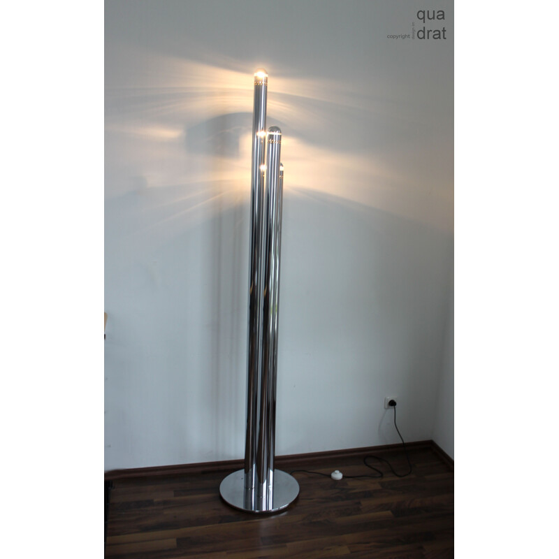 Silvered floor lamp in metal by Goffredo Reggiani