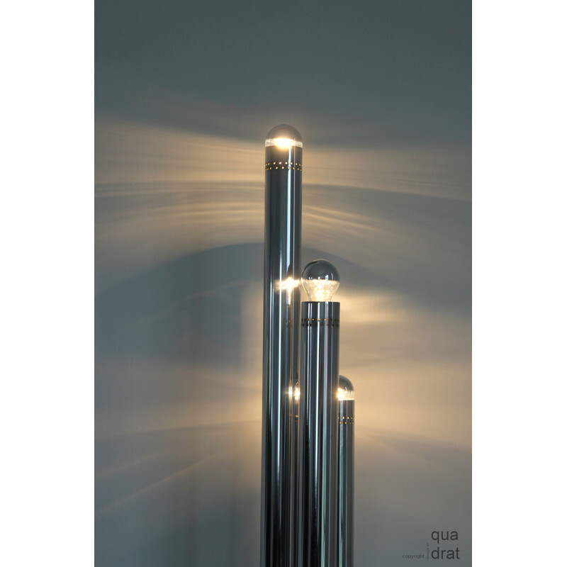 Silvered floor lamp in metal by Goffredo Reggiani