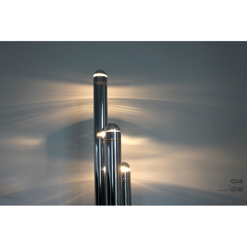 Silvered floor lamp in metal by Goffredo Reggiani