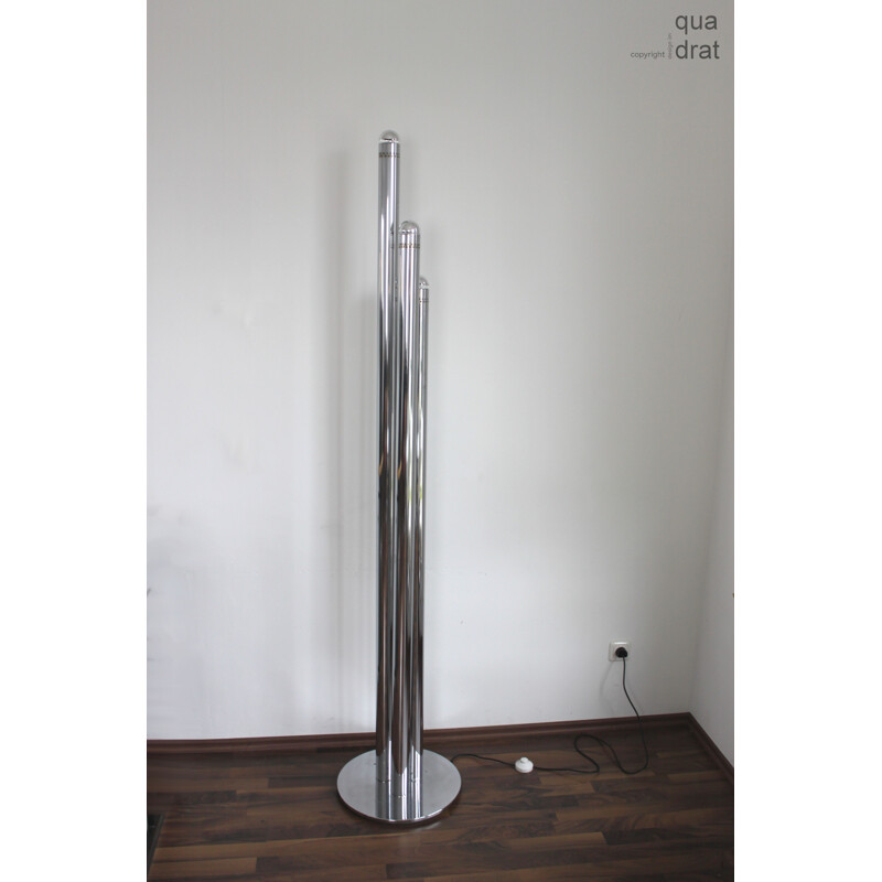 Silvered floor lamp in metal by Goffredo Reggiani