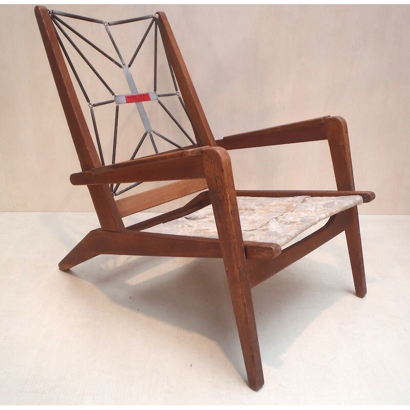 Paire de fauteuils de salon en Chêne, Pierre GUARICHE - années 50
