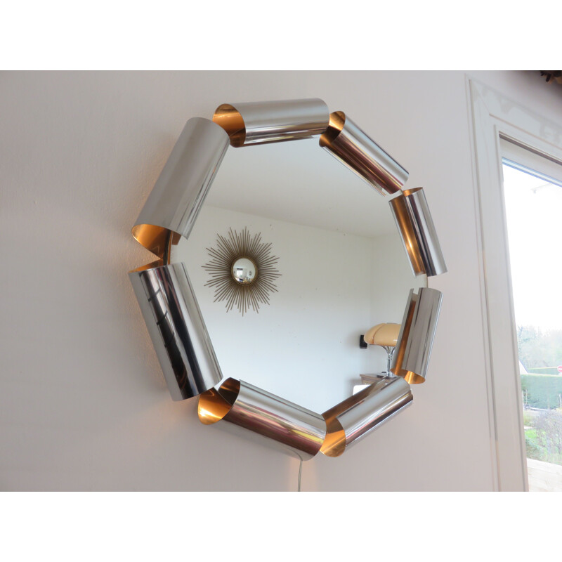 Round Italian mirror in steel