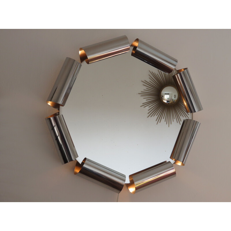 Round Italian mirror in steel