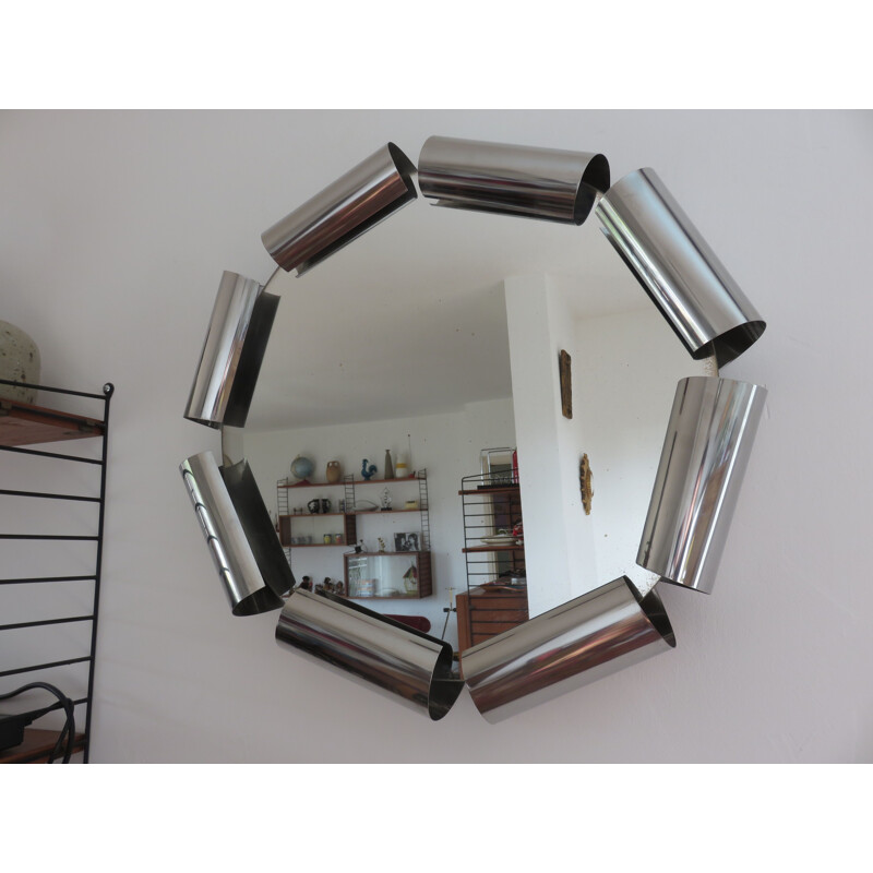 Round Italian mirror in steel