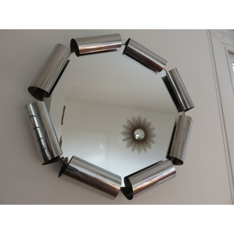 Round Italian mirror in steel