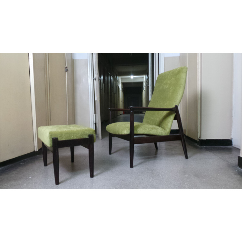 Fauteuil et ottoman vert par Edmund Homa