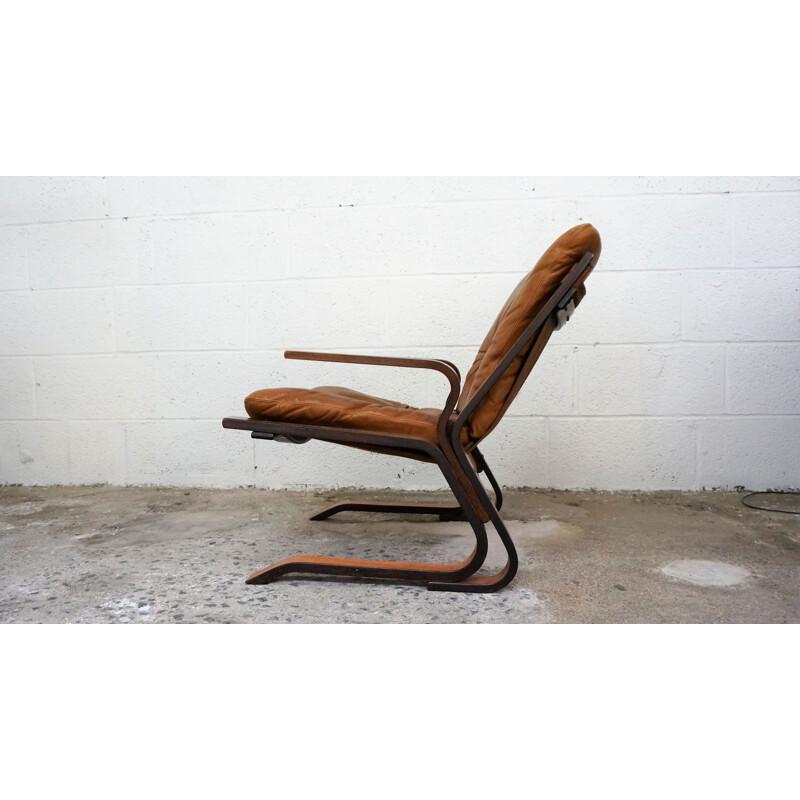 Pair of Pirate armchairs in leather and rosewood