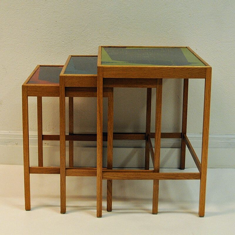 Set of 3 vintage nesting tables, David Rosèn, Sweden, 1953