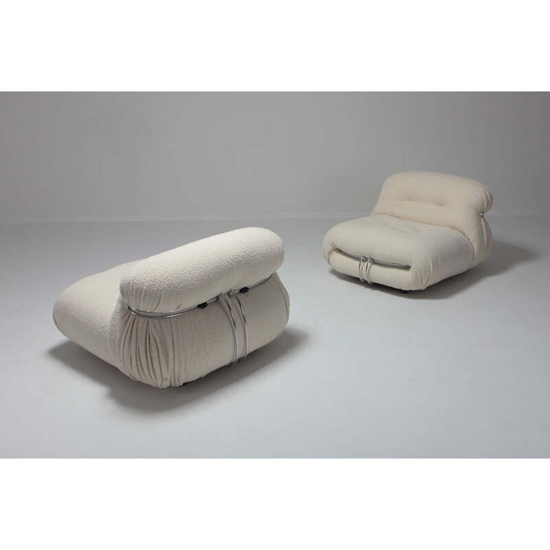 2 fauteuils lounge vintage Soriana par Cassina, Afra et Tobia Scarpa - 1970