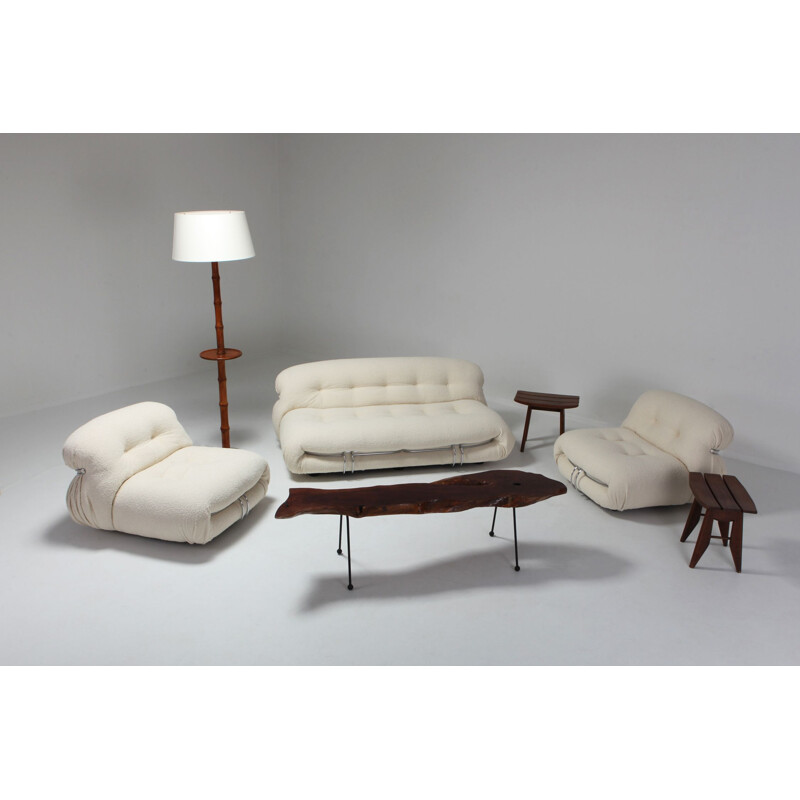 Ensemble canapé vintage et 2 fauteuils lounge Soriana par Afra et Tobia Scarpa pour Cassina - 1970