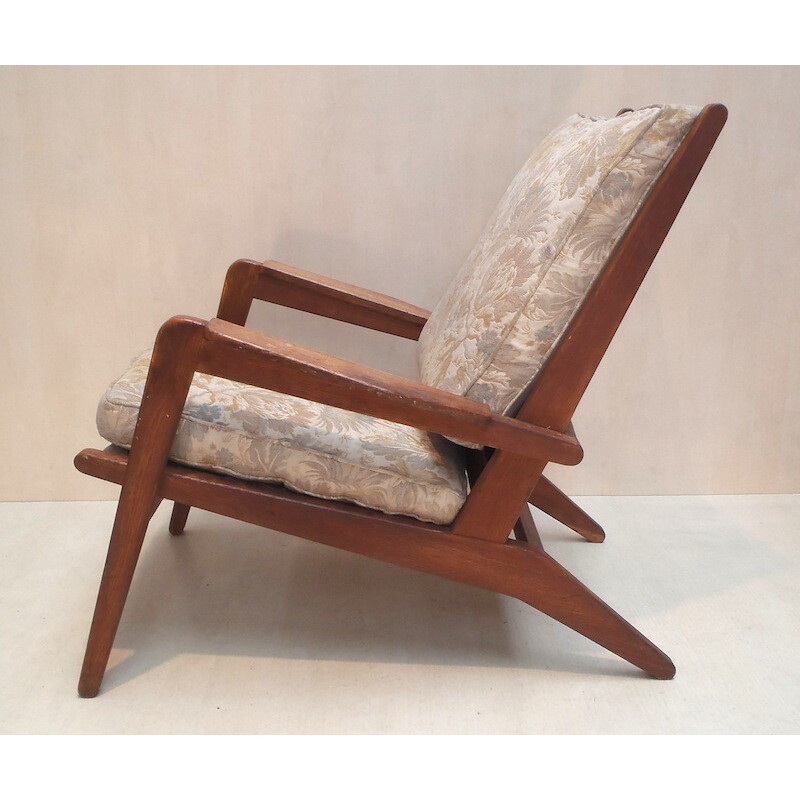 Pair of lounge chairs in oak, Pierre GUARICHE - 1950s