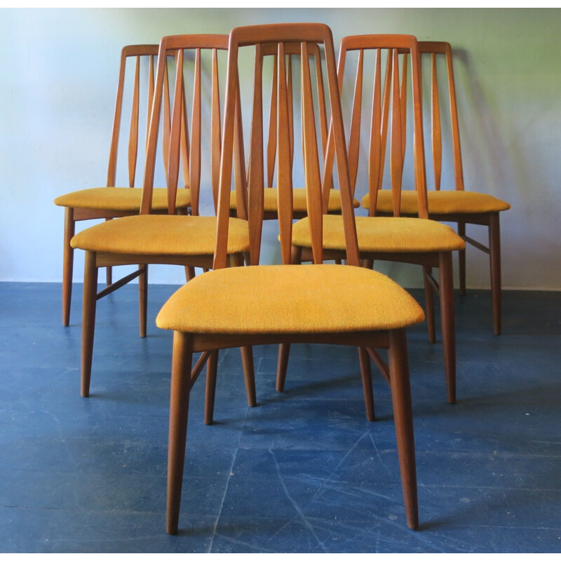 Set of 6 vintage Eva dining chairs by Niels Koefoed for Hornslet Møbelfabrik