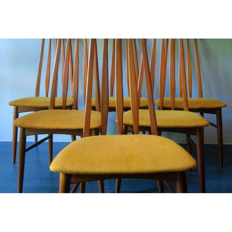 Set of 6 vintage Eva dining chairs by Niels Koefoed for Hornslet Møbelfabrik