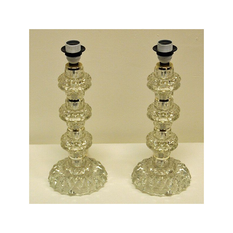 Pair of vintage glass table lamps from Kosta