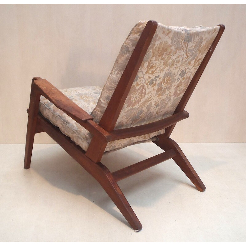 Pair of lounge chairs in oak, Pierre GUARICHE - 1950s