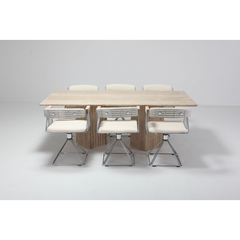 Vintage Dining Table in travertine, 1970s