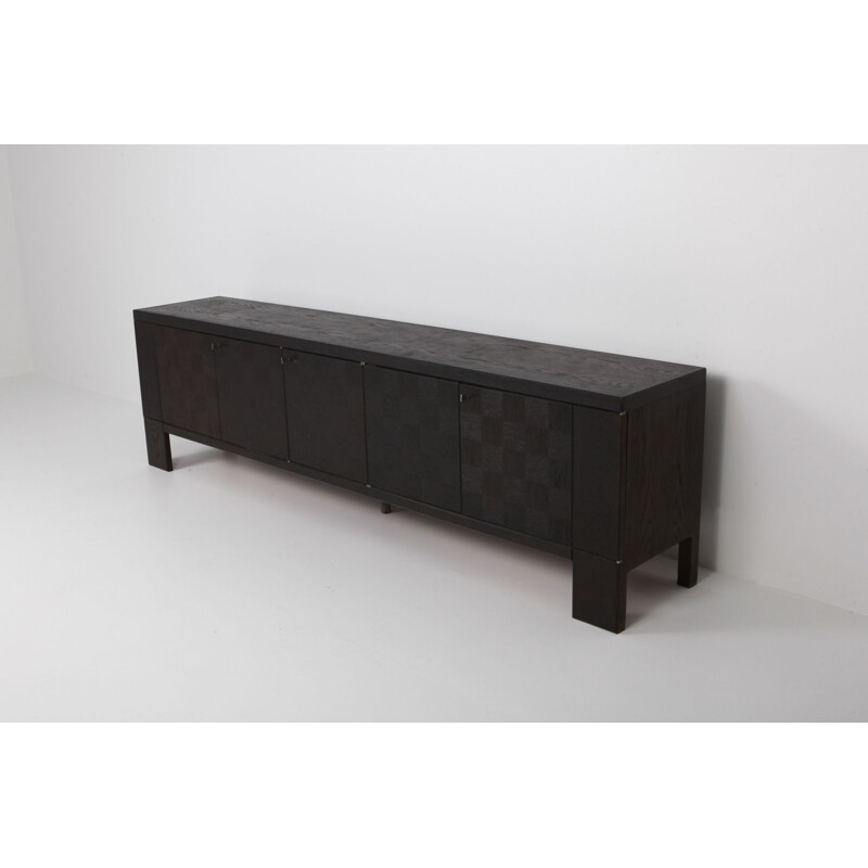 Vintage black oak sideboard by De Coene, Belgium 1970