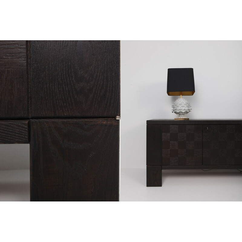 Vintage black oak sideboard by De Coene, Belgium 1970