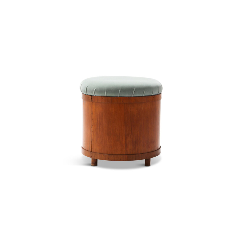 Vintage stool in Velvet with Storage, Italian 1950s