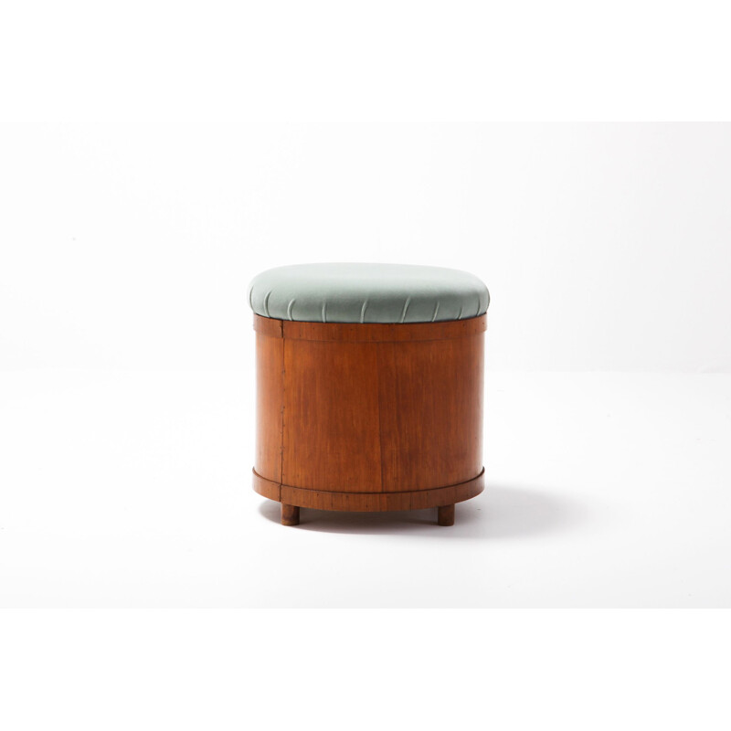 Vintage stool in Velvet with Storage, Italian 1950s