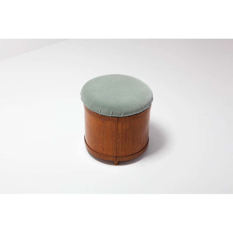 Vintage stool in Velvet with Storage, Italian 1950s