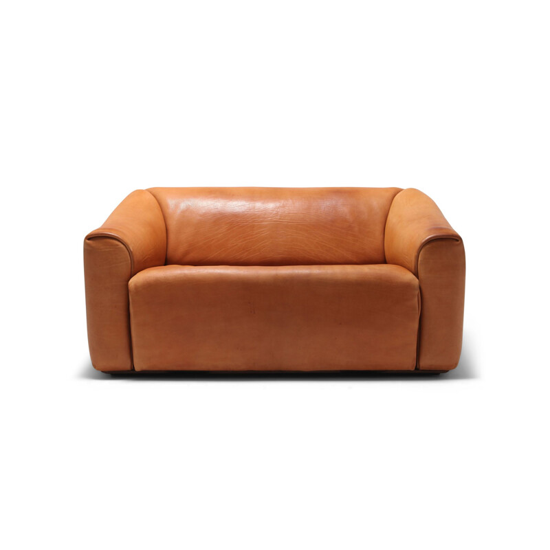 Vintage 2-seater sofa in cognac Leather De Sede DS 47 - 1970s