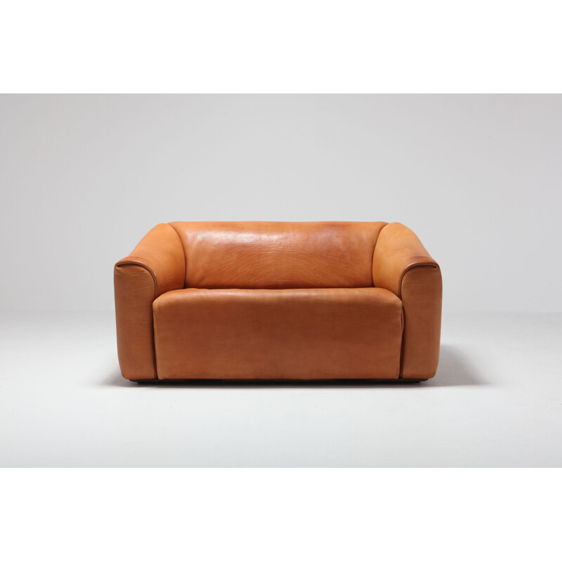 Vintage 2-seater sofa in cognac Leather De Sede DS 47 - 1970s